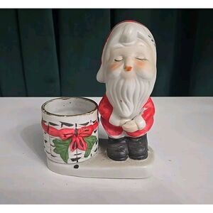 Vintage 1976 JASCO Porcelain Santa Tea Light Candle Holder,‎ Hand Painted